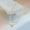 Bow pendant stacked pearl necklace, elegant and high-end pearl string necklace details Picture